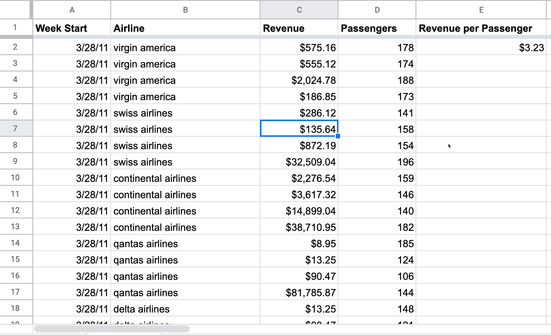 calculate length for an entire column in excel mac