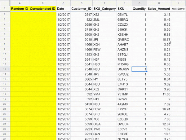 finding sequential numbers in excel